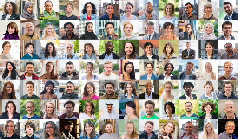 A compilation of headshots of 70 different people.