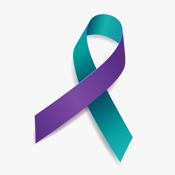 A purple and green ribbon.