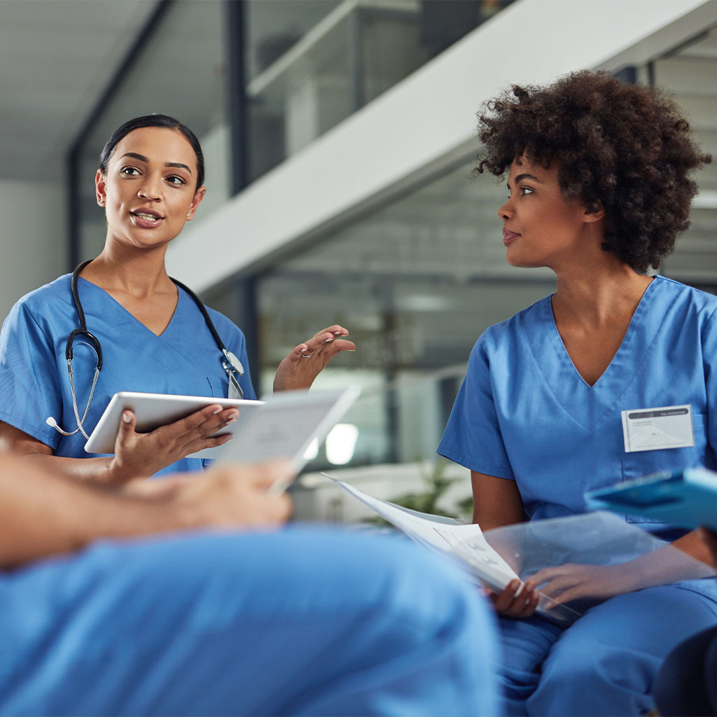 Shot of a group of medical practitioners having a discussion in a hospital.