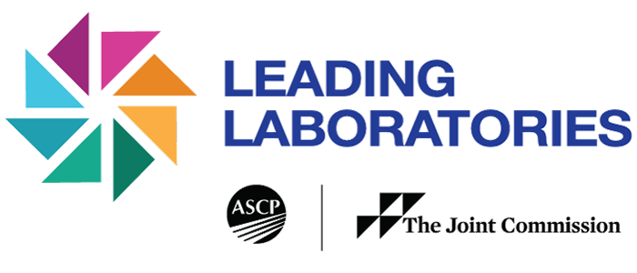 Leading Laboratories, ASCP, and Joint Commission logos