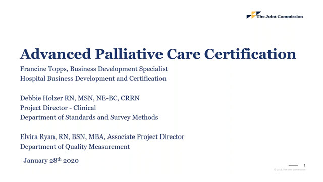 Advanced Palliative Care Certification webinar
