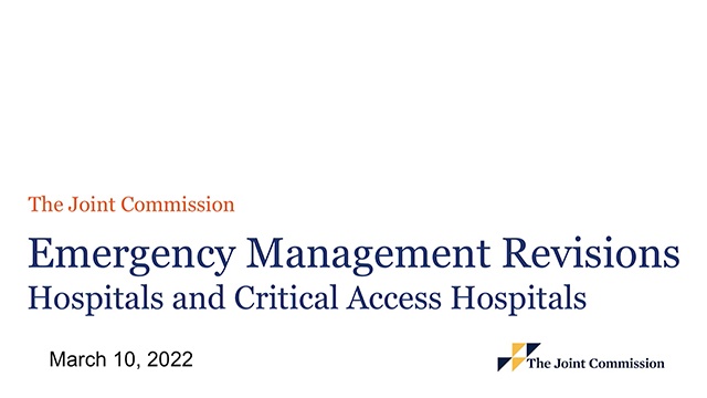 Emergency Management Revision to Hosptial and Critical Access Hospitals