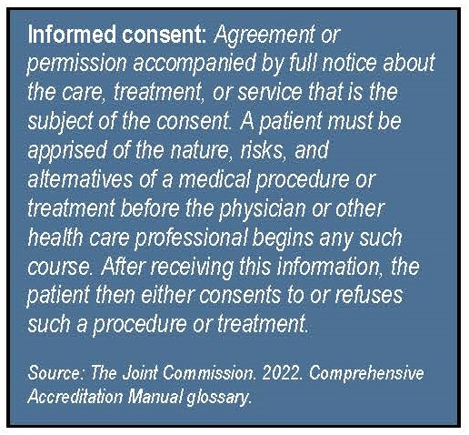 Informed consent glossary definition